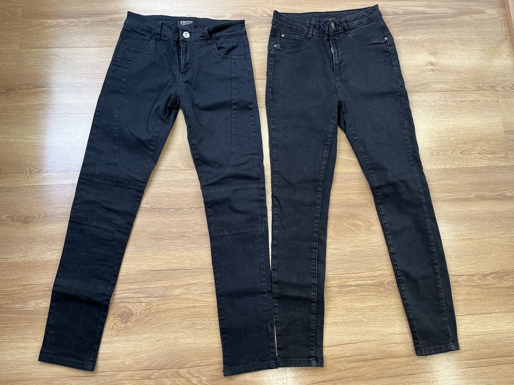 2x czarne damskie jeansy Cropp. Rurki, rozmiar S/36