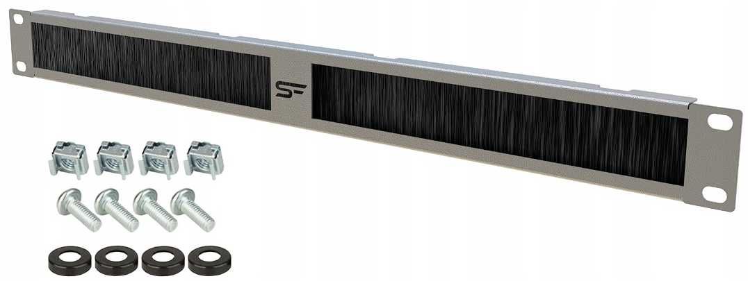 Panel Przelotowy Przepust Kablowy RACK 19" 1U Szczotka Szary Stalflex