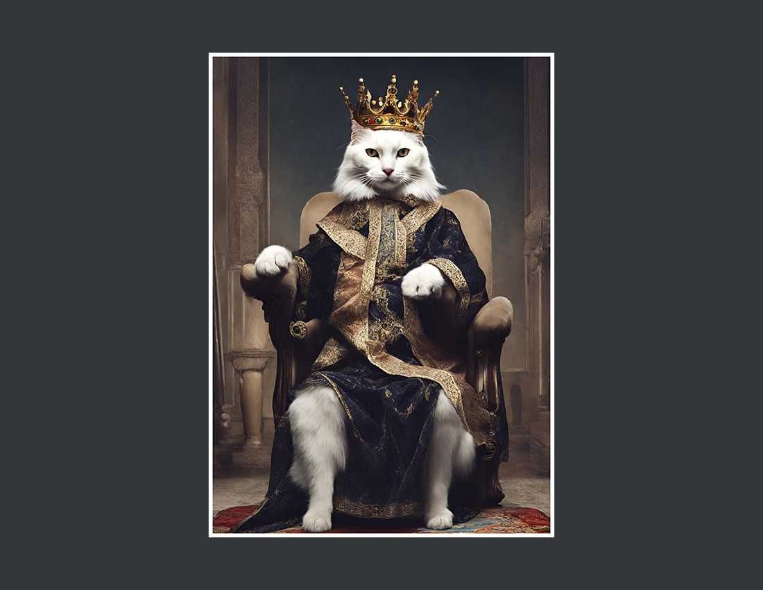 Plakat premium - kot król 3 do salonu