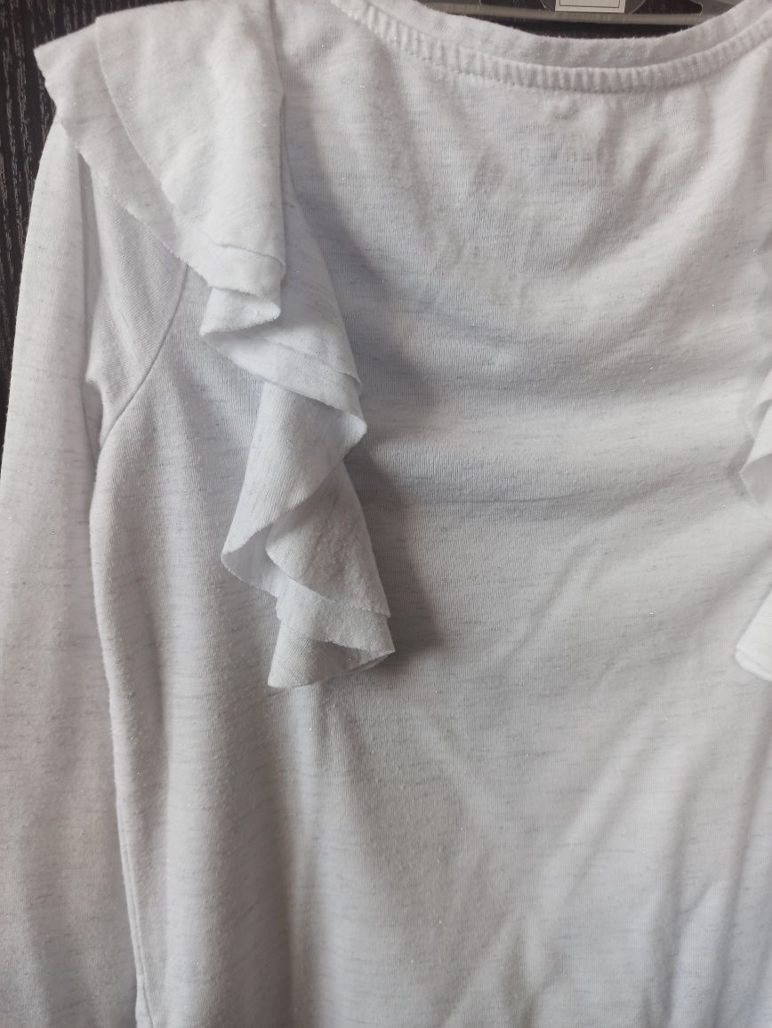 Bluzka, koszulka z falbanką i srebrną nitką Reserved 128 cm