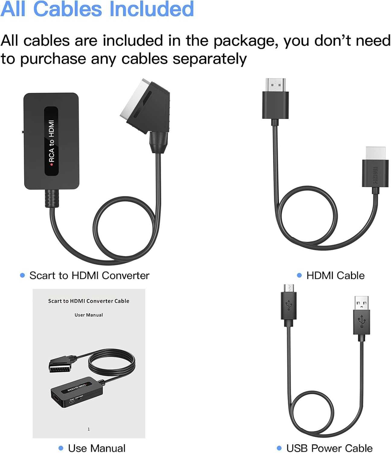 Konwerter adapter kabli Scart na HDMI 1080p 720p 492