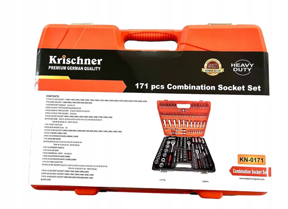 Profesjonalny zestaw kluczy nasadowych 171 szt. Krischner KN-017