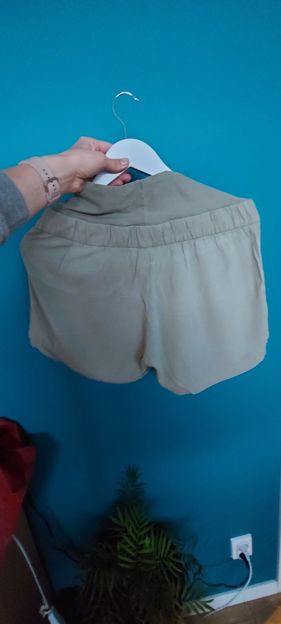 Spodnie ciążowe letnie,  szorty ciążowe hm h&m mama zielone khaki