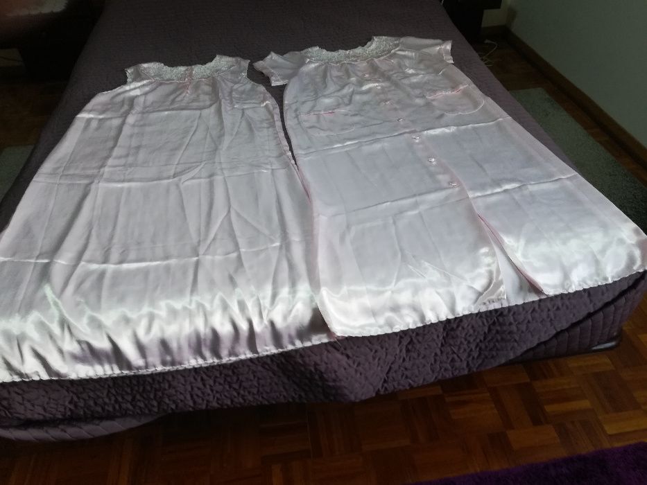 Camisa de noite e Robe em Cetim - NOVO