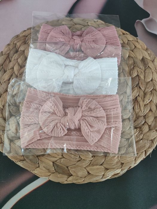 Zestaw 3 uroczych opasek z kokardką dla dziewczynki