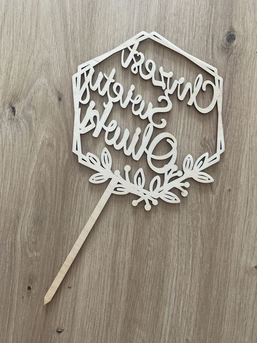 Drewniany Topper Chrzest Święty Oliwki / Oliwii