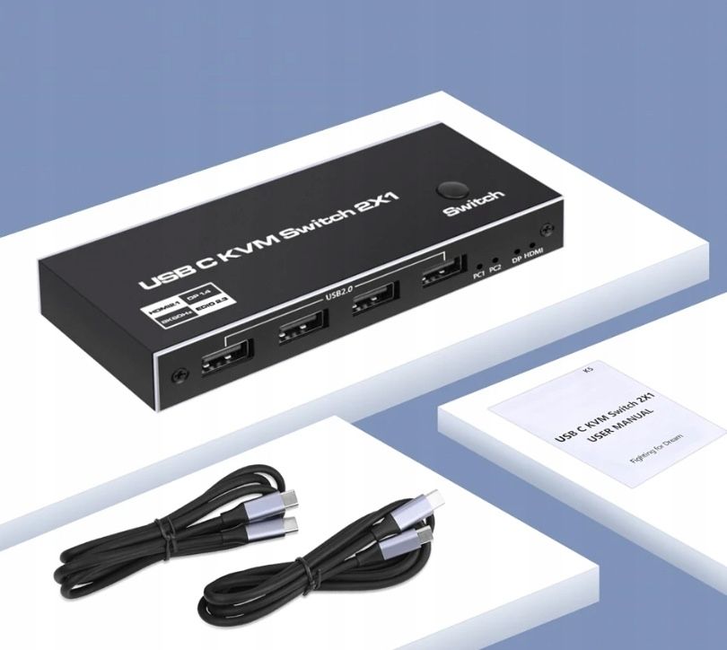 Przełącznik KVM USB C DISPLAY port Konwenter  8K