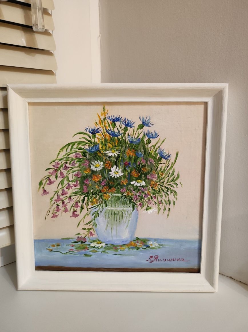 Картина "Польові квіти" 20×20 см