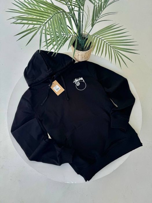 Чорне худі Stussy 8 ball/ біла кофта стуссі / светр стюссі з лого