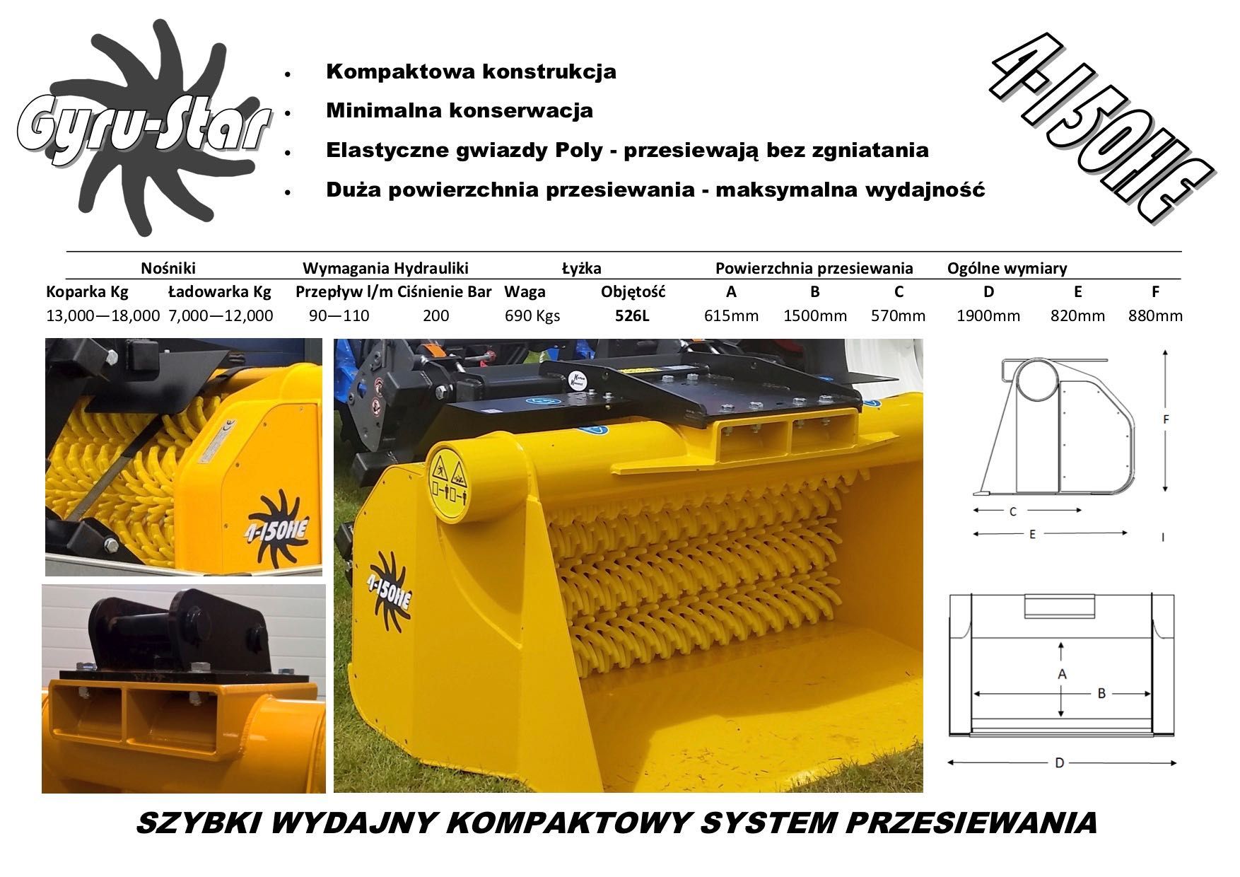Łyżka przesiewająca GYRU-STAR rozdrabniająca przesiewacz gwiazdowy