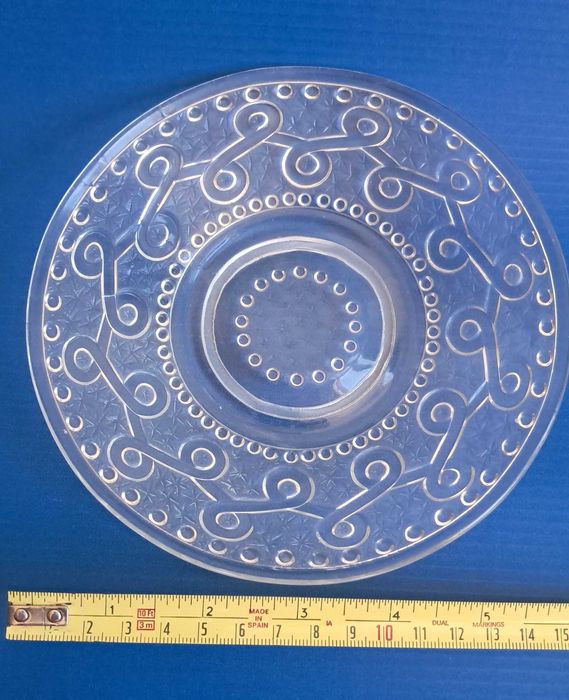 Taça e Prato Antigos em Vidro Prensado Incolor
