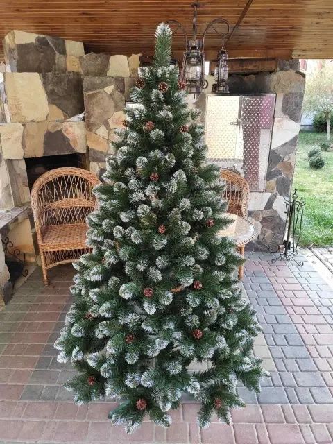 Елітна 2м з шишками ялинка зелена штучна новорічна