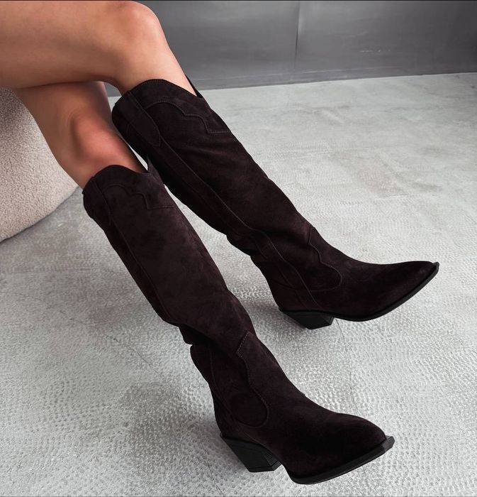 Високі козаки, замш/шкіра