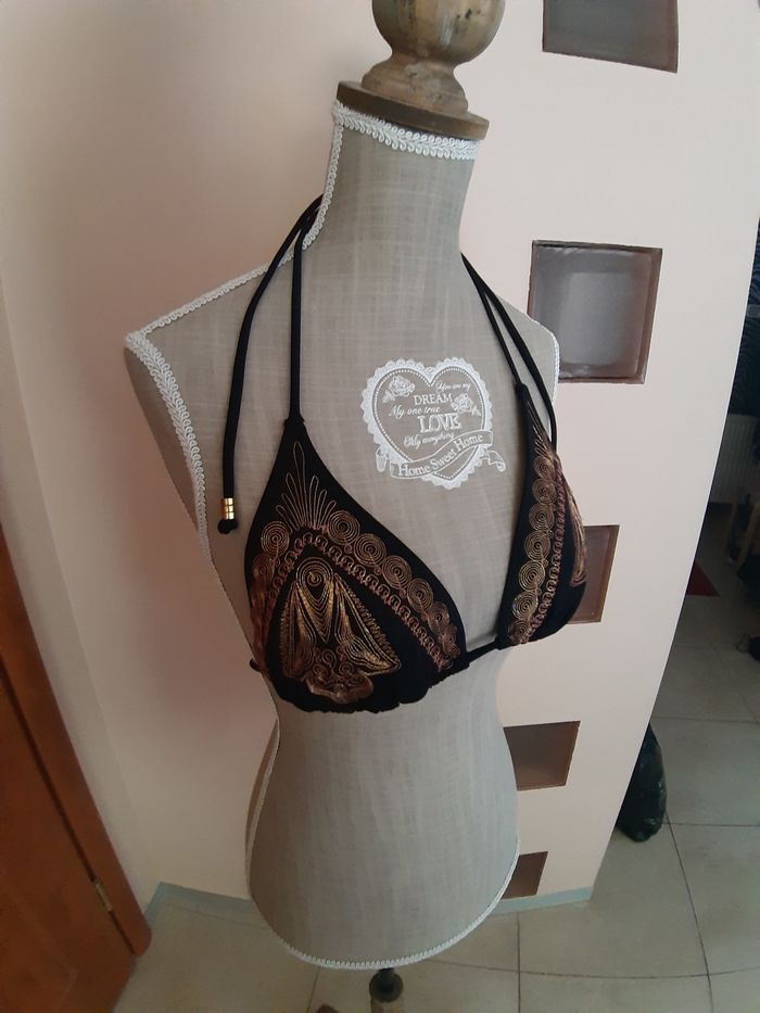 Kostium bikini góra H&m nowe azteckie wzory metaliczne nitka ozdobny