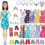 Zestaw Ubranka Sukienki dla lalek Barbie + Akcesoria 42 elementy Buty