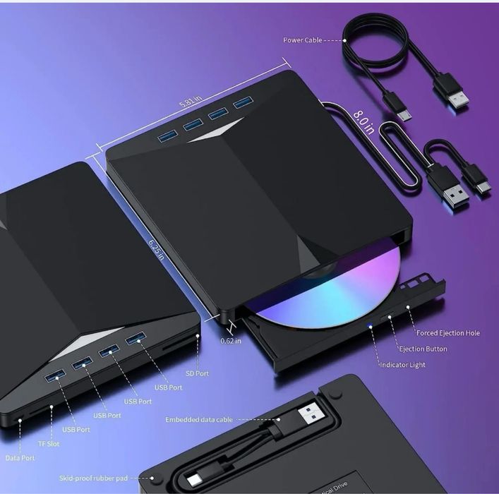 Внешний оптический привод DVD-RW/CD, 7 в 1, USB