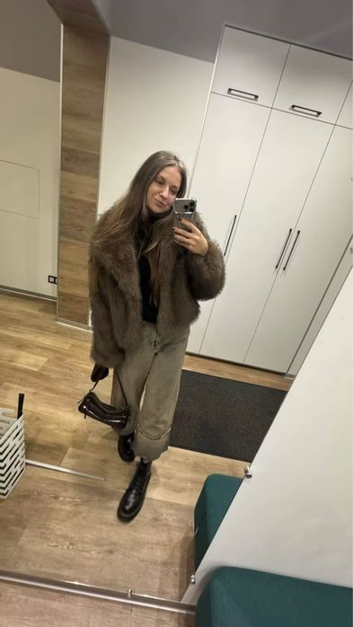 Розкішна шуба в шоколадному кольорі еко шуба в топ якості Zara