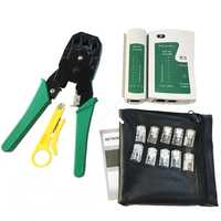 Kit Alicate RJ45, Alicate Corte Bolso, 10 Fichas RJ45 e Testador Rede