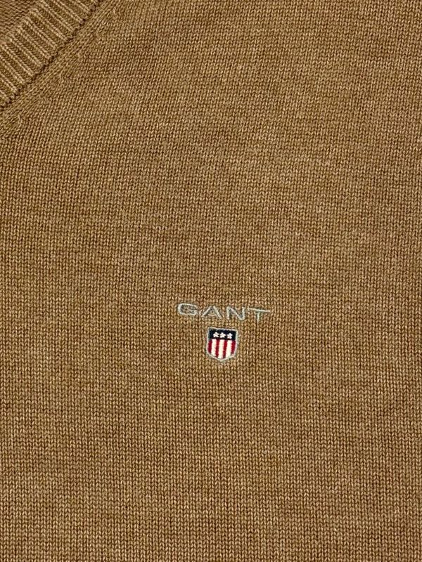 Gant Bawełniany Sweter w Serek Męski Logo na Piersi r. 2xl