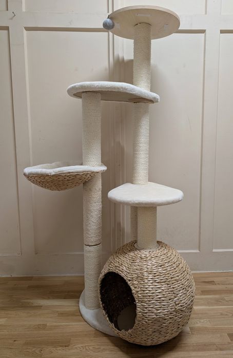 Laguna Drapak dla Kota Kremowy 83x74x160cm WYSOKI DUŻY WIKLINOWY UŻYWA