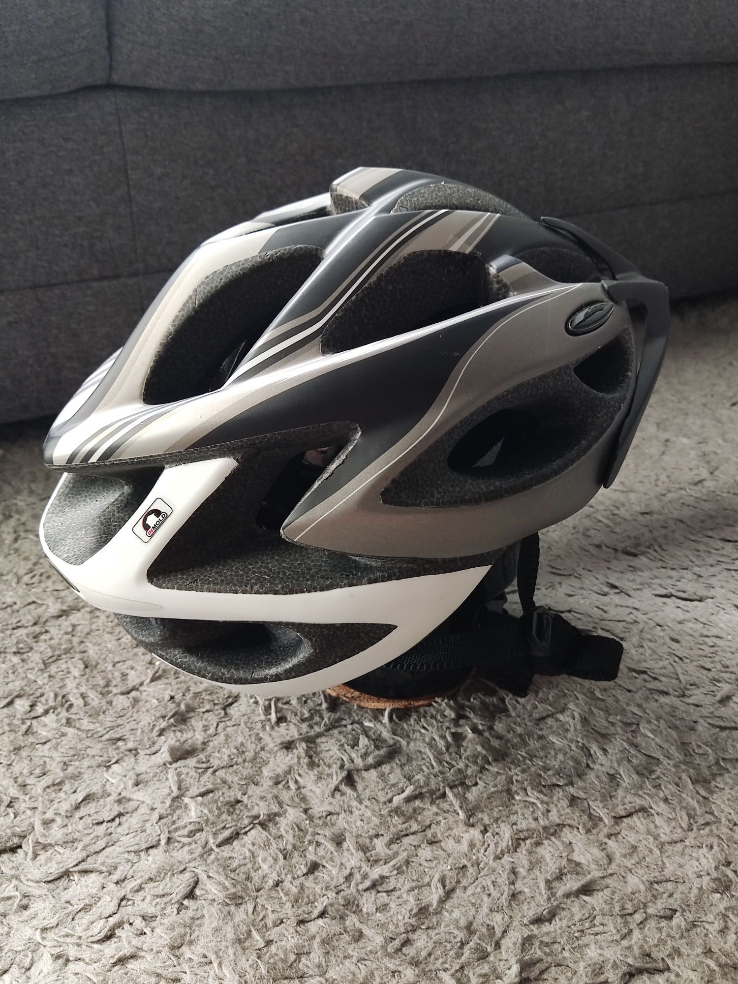 Kask rowerowy miejski Szary biały czarny regulowany