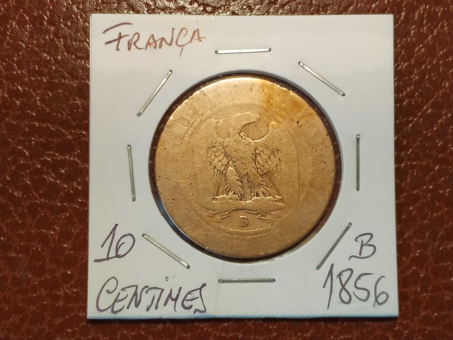 França - moeda de 10 centimes de 1856 B