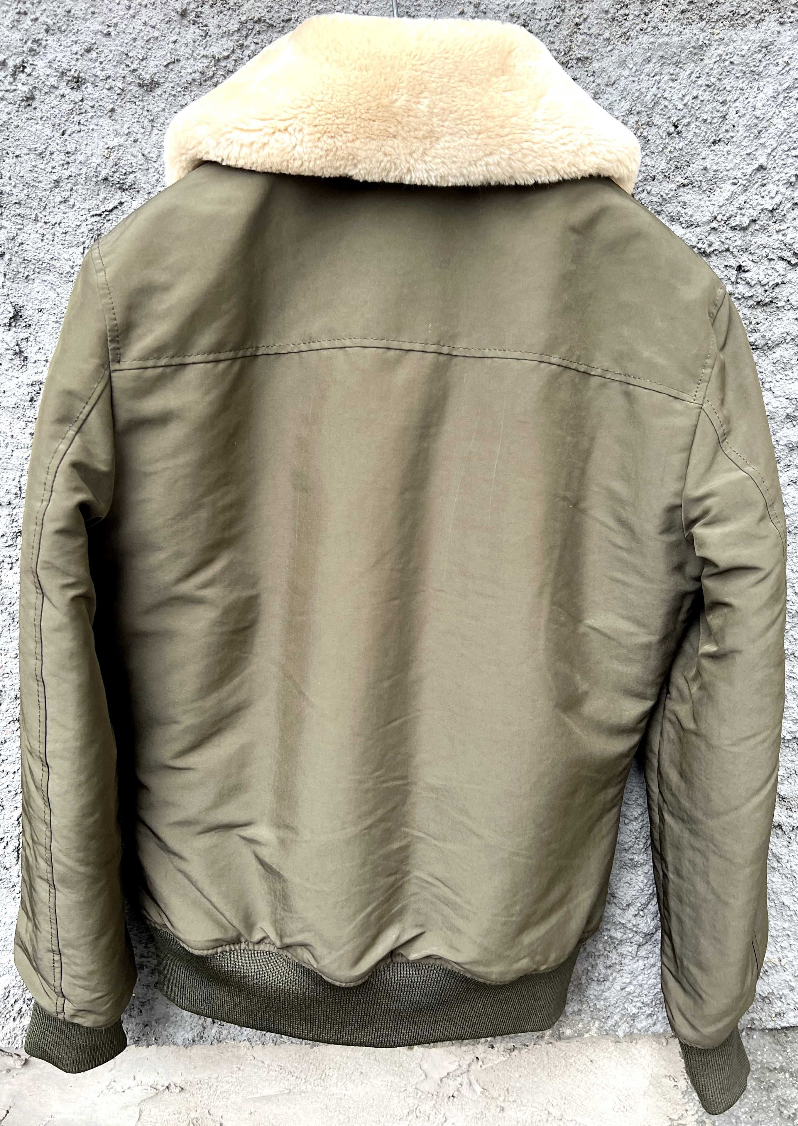 Casaco/Parka/Blusão Zara Man verde tropa matte NOVA gola pêlo