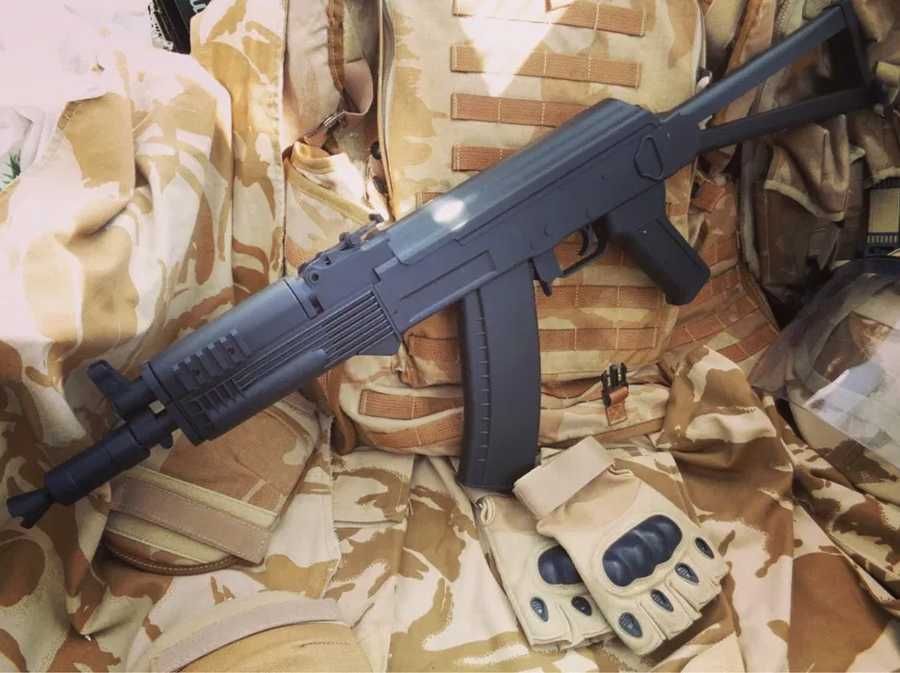 Автомат детский АКС-74У/АК-105 + фонарь + лазер, оригинал CYMA