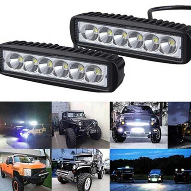 Par de faróis auxiliares 6 LED barra horizontal