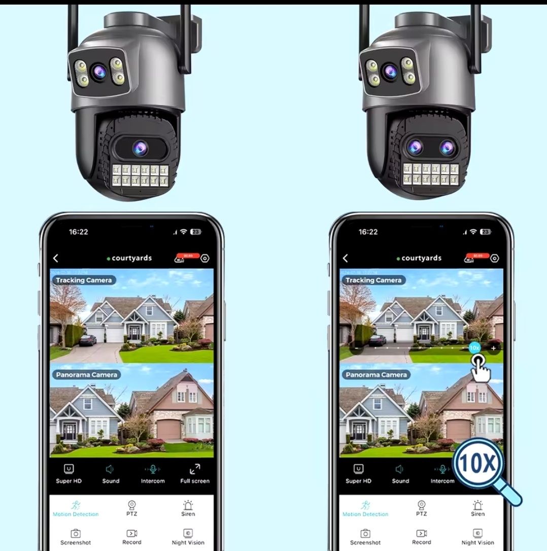 WI-FI цифрова вулична поворотна IP камера 15 MP  10x  Зум. FuLL-HD