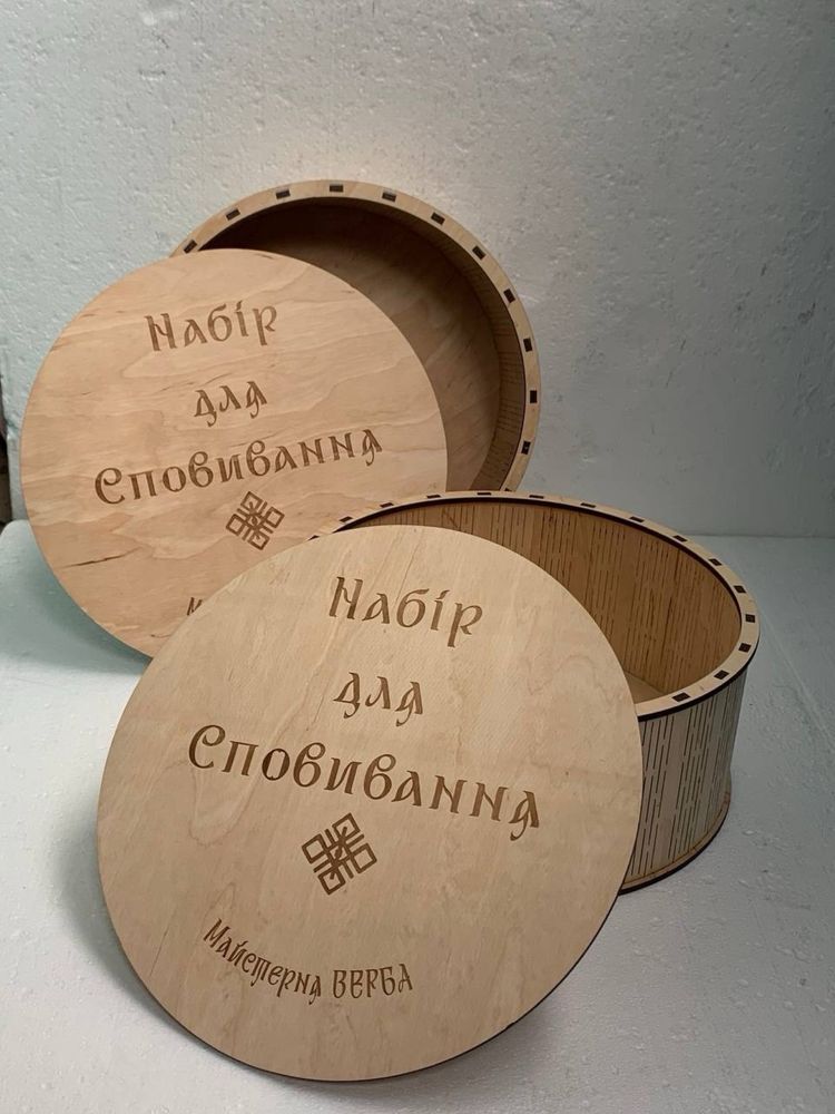 Кругла коробка, круглий бокс, хендмейд коробка, коробка з фанери