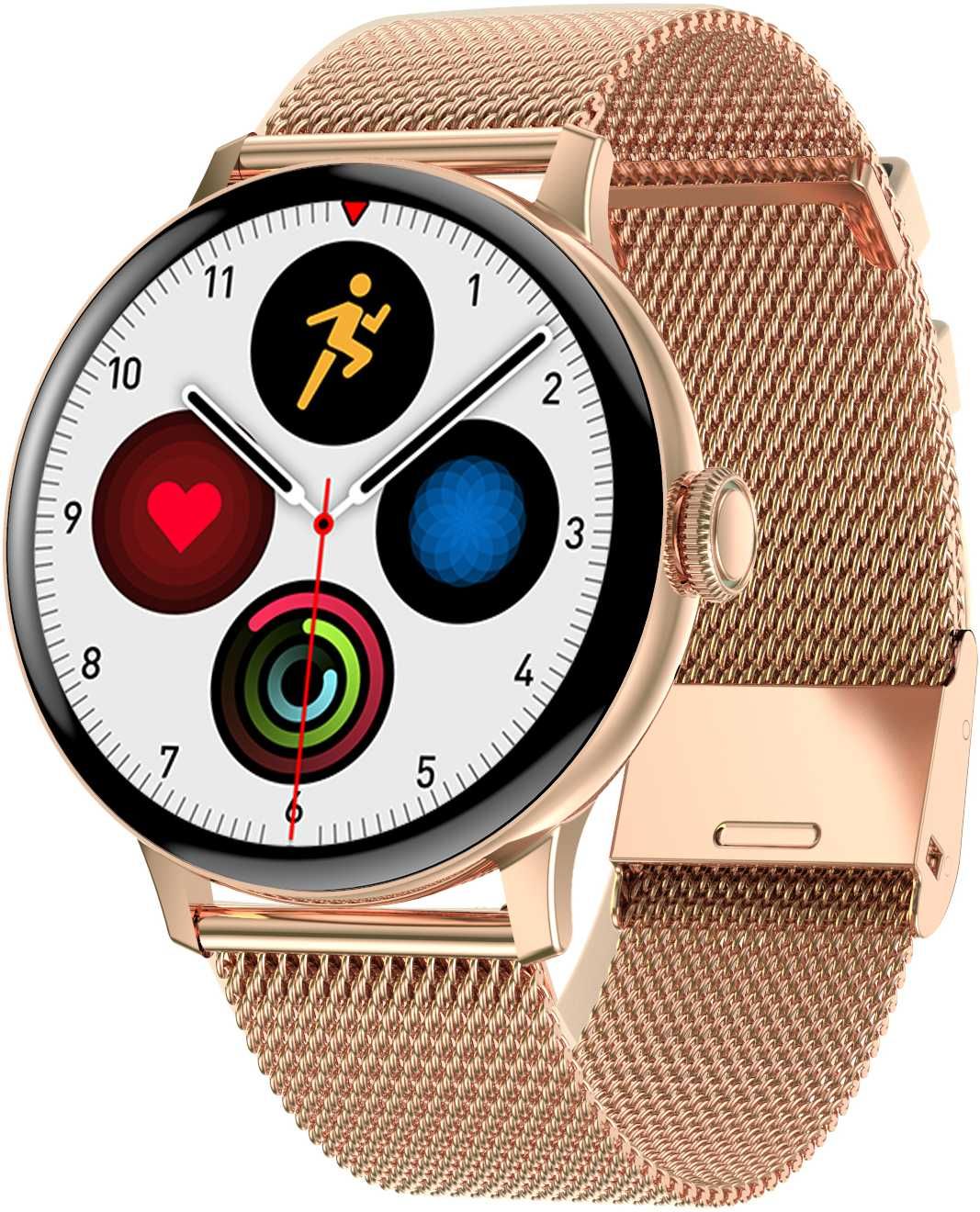 Smartwatch zegarek damski rozmowy polskie menu 2paski złoty na prezent