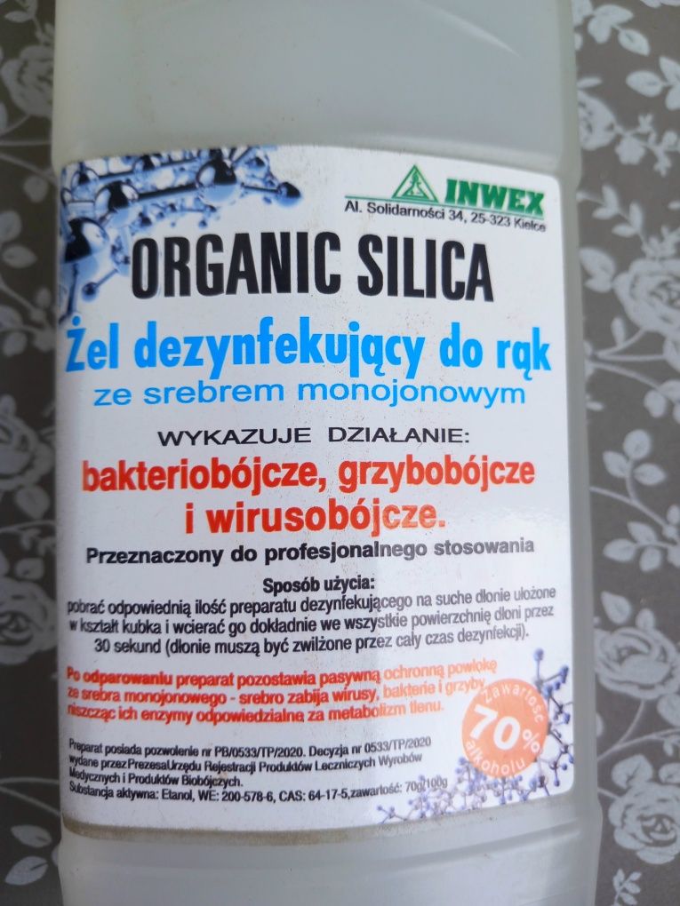 Żel do dezynfekcji rąk ze srebren monojonowym 250 ml płyn do dezynfekc
