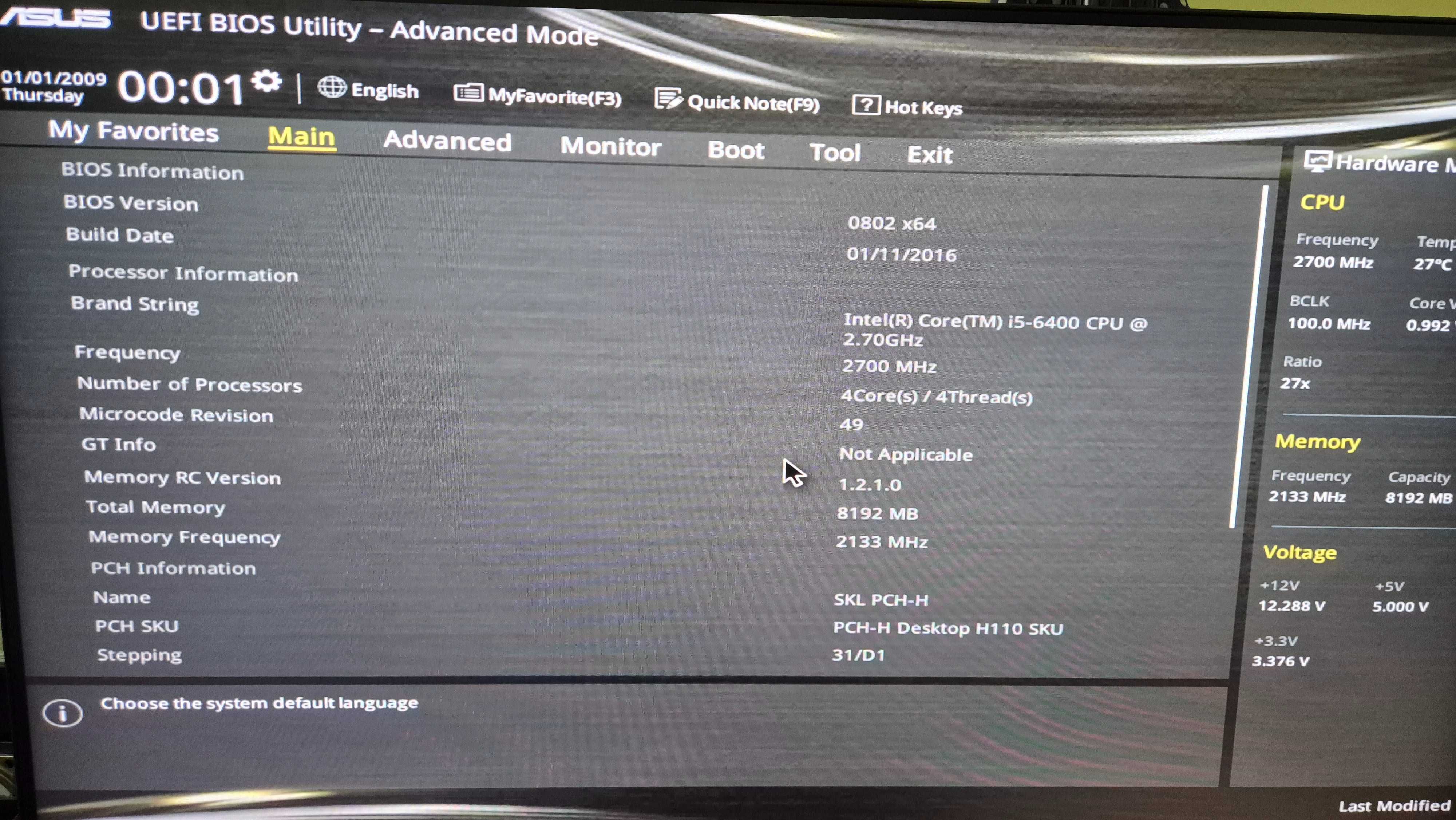 Komputer Asus I5-6400, 8GB DDR4, HDD 1TB, Nvidia GTX1050, Win 10