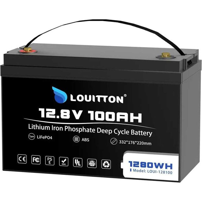 Літій-залізо-фосфатний акумулятор Louitton 12.8V 100Ah 1280Wh LiFePO4