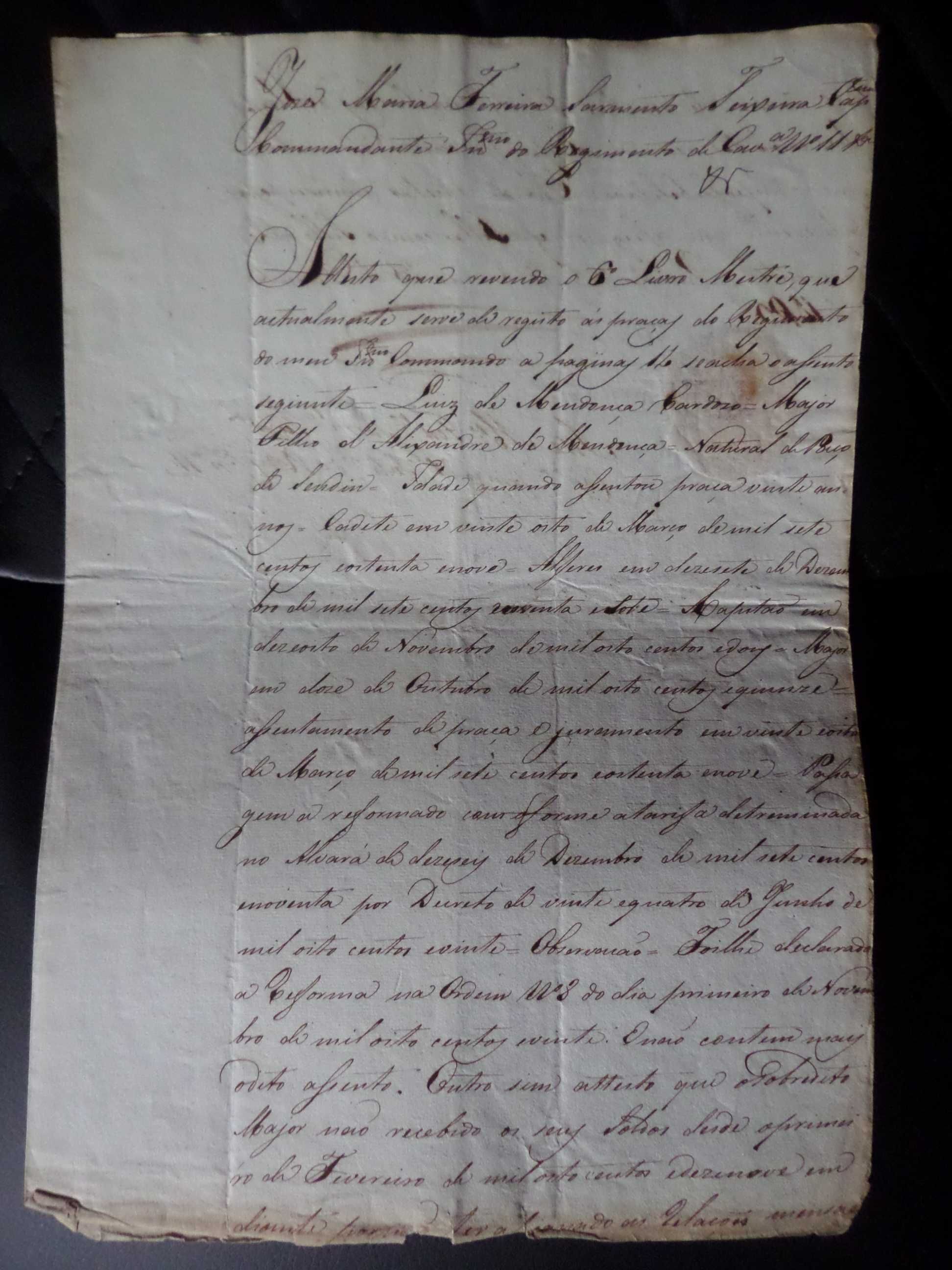 Documento de 1820  Selo de Lacre...