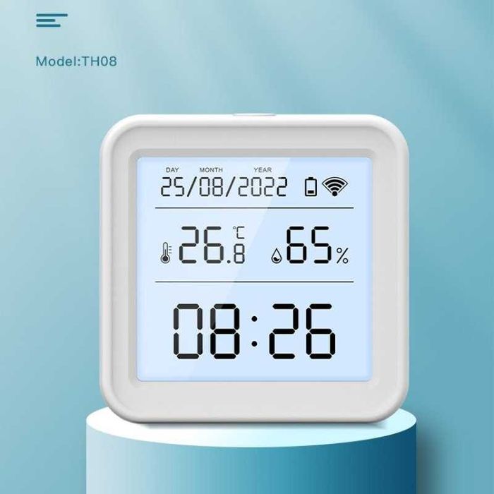 Czujnik Temperatury i Wilgotności Zegar Data Podświetlenie Smart WiFi