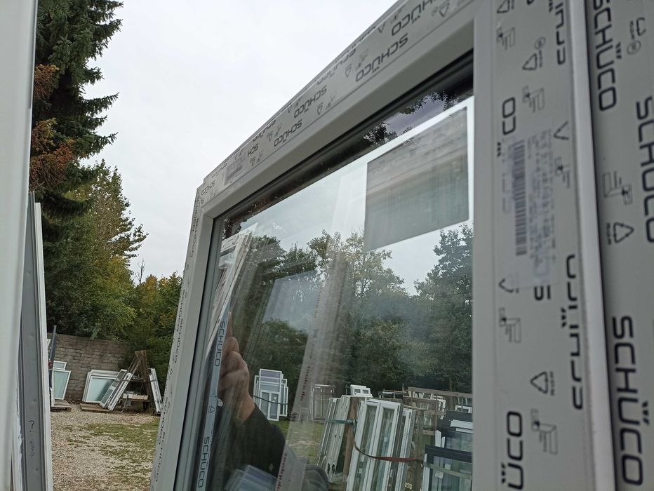 Okno pcv balkonowe 89/210 szary trzy szybowe