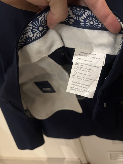 Męski garnitur PAWO granatowy + spodnie komplet  stan idealny