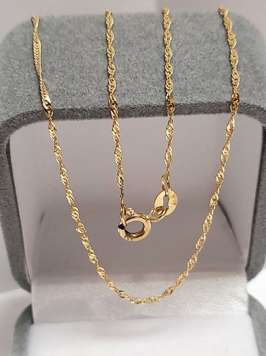 Złoty Łańcuszek Singapur Twist Śliczny Zloto