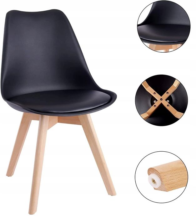 Stół Milano 80x80 kwadrat white+4xkrzesło Montivaro Czarne