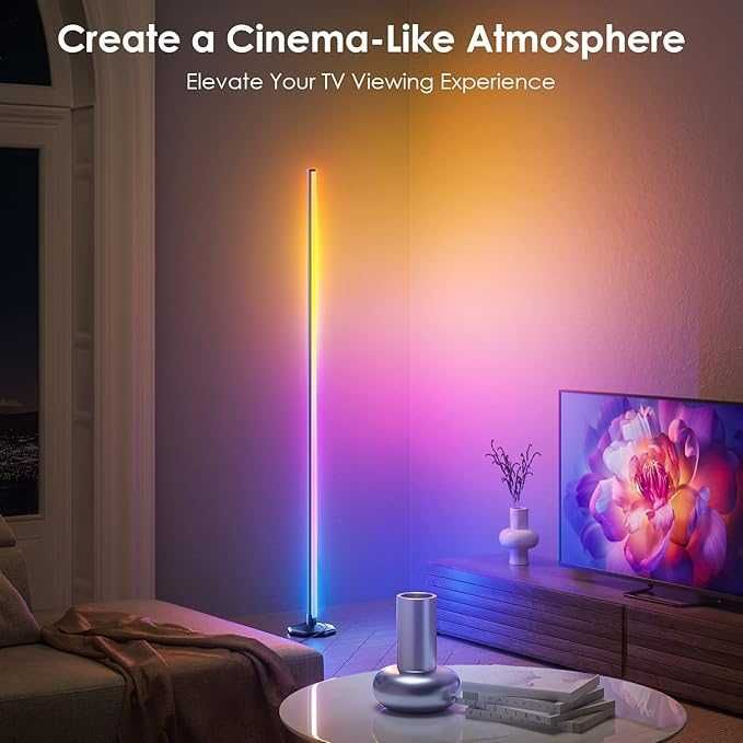 Lampa stojąca RGB LED, 165 cm, ściemniana i zdalnie sterowana