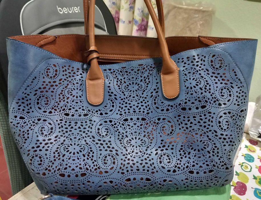 Saco/mala e sapatos tam 36 em azul
