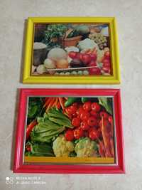 Obrazki warzywa 2 szt.ramki dekoracje kuchenne