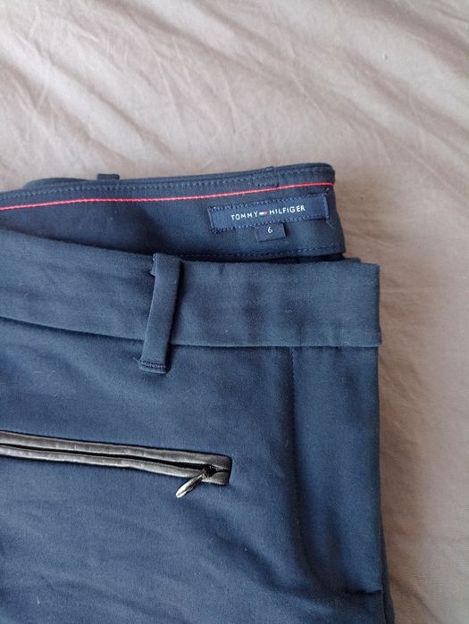 Tommy Hilfiger damskie spodnie eleganckie garniturowe XS 34 granatowe