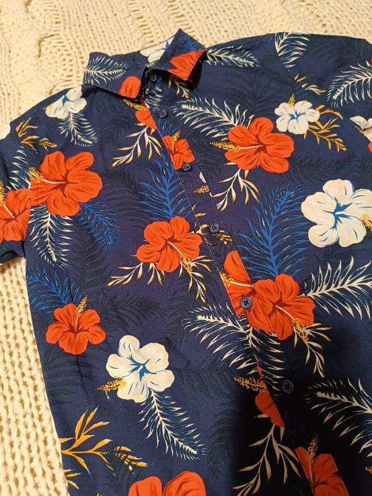 116 Primark koszula hawajska kwiaty orchidea liście