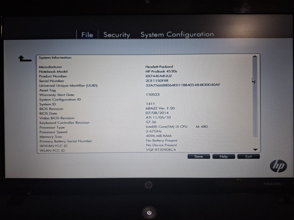 Laptop HP Probook 4520s