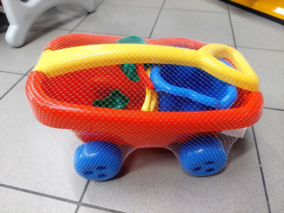 Wózek z zestawem do piasku wiaderko grabki foremki sitko U TIGERA