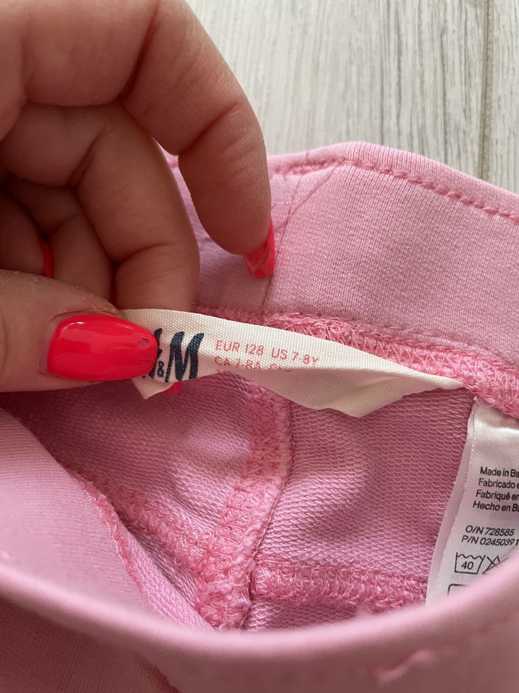 Spodnie legginsy z dziurami h&m 128 bdb rożowe trginsy