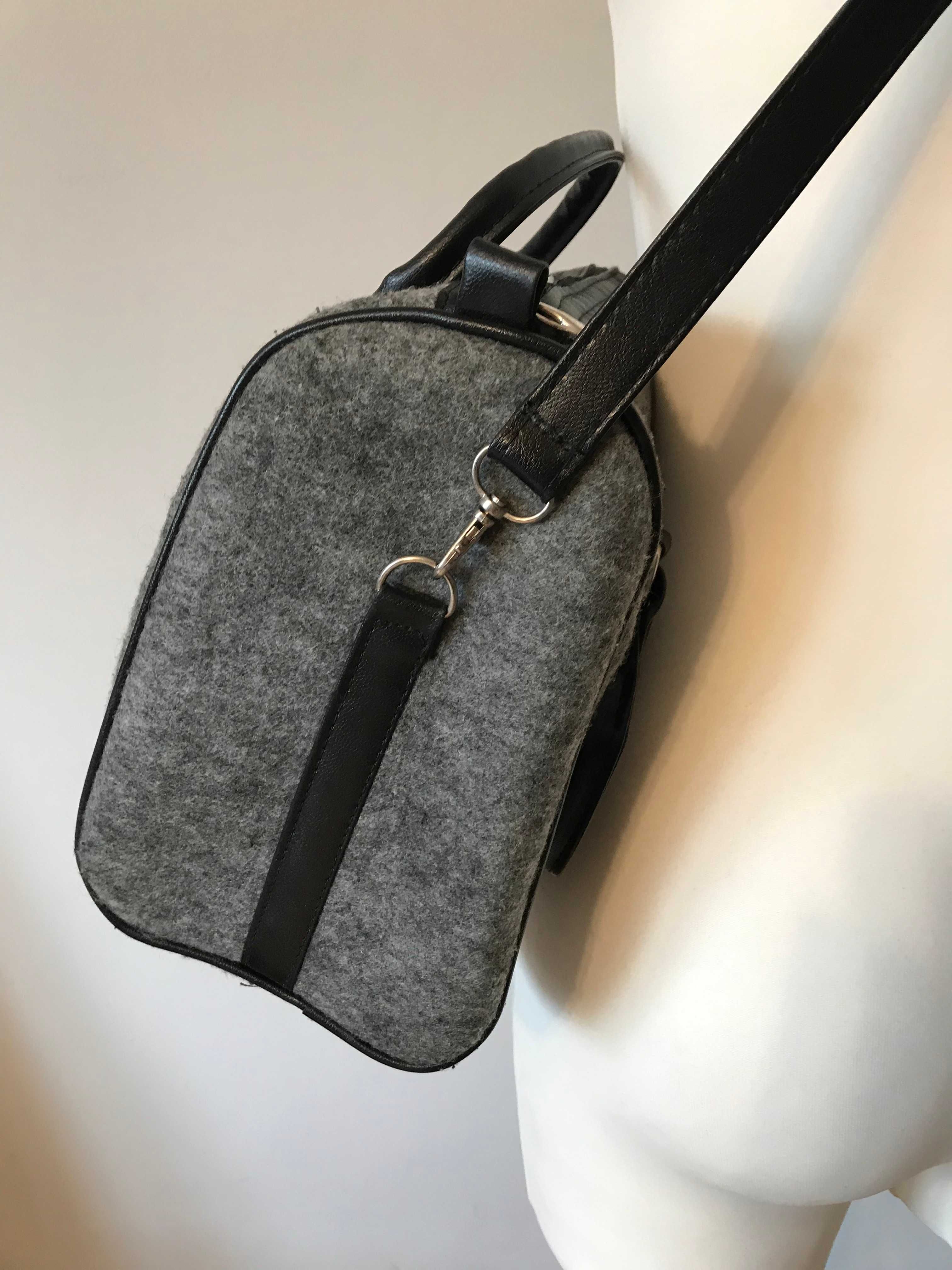 Torebka filcowa folkowa wzór łowicki filc boho vintage kuferek etno